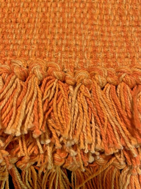 Vintage 100% COTTON WOVEN ORANGE FRINGE PLACEMAT Set of 6 NWT KAY DEE DESIGNS - Picture 1 of 10